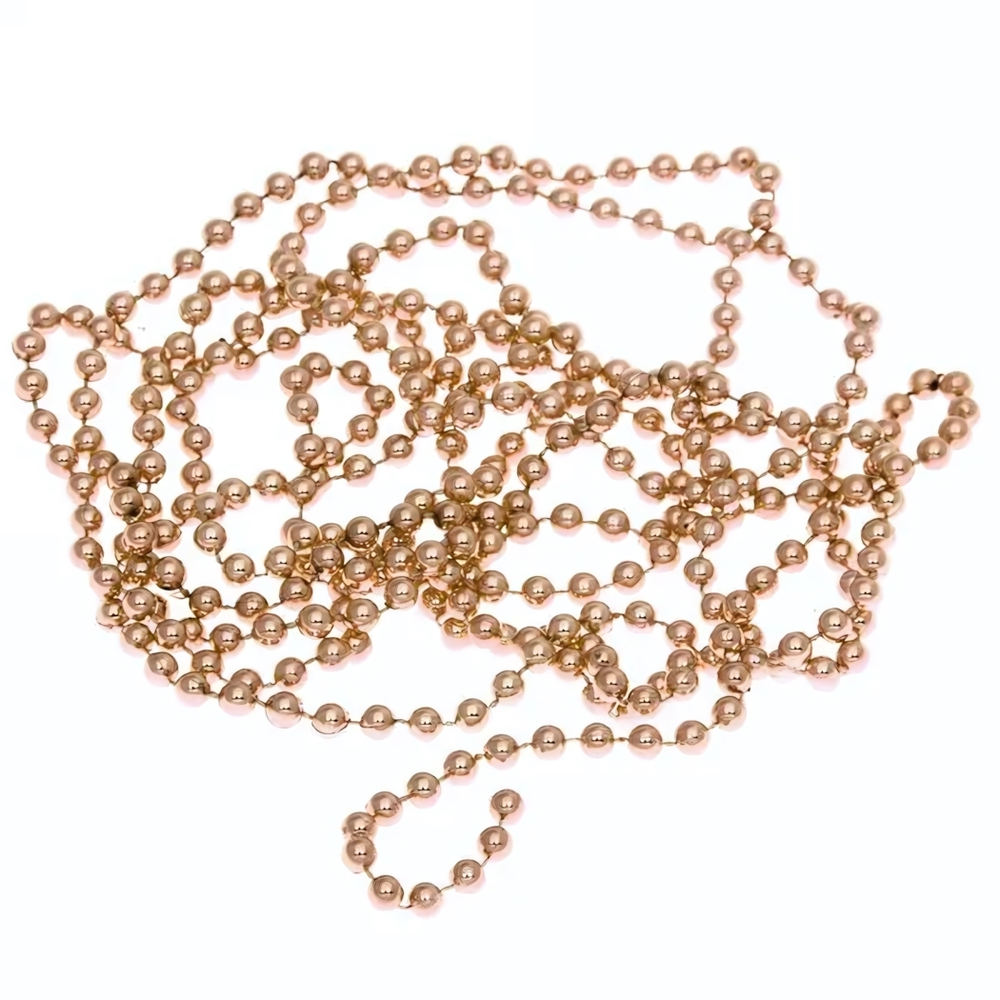 Бусы на елку 2,7м "Шарик" d-6мм, шампань (pvc коробка) (Серпантин)