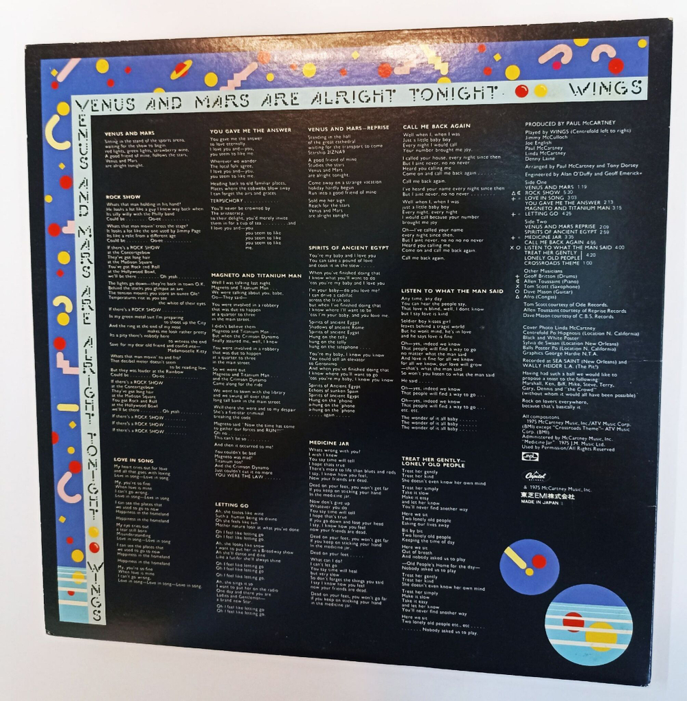 Винтажная виниловая пластинка LP Wings Venus And Mars (Japan 1975)