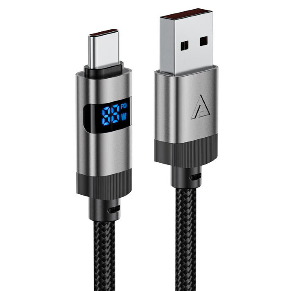 C15-04 USB-A to USB-C zinc alloy digital display braided charging data cable