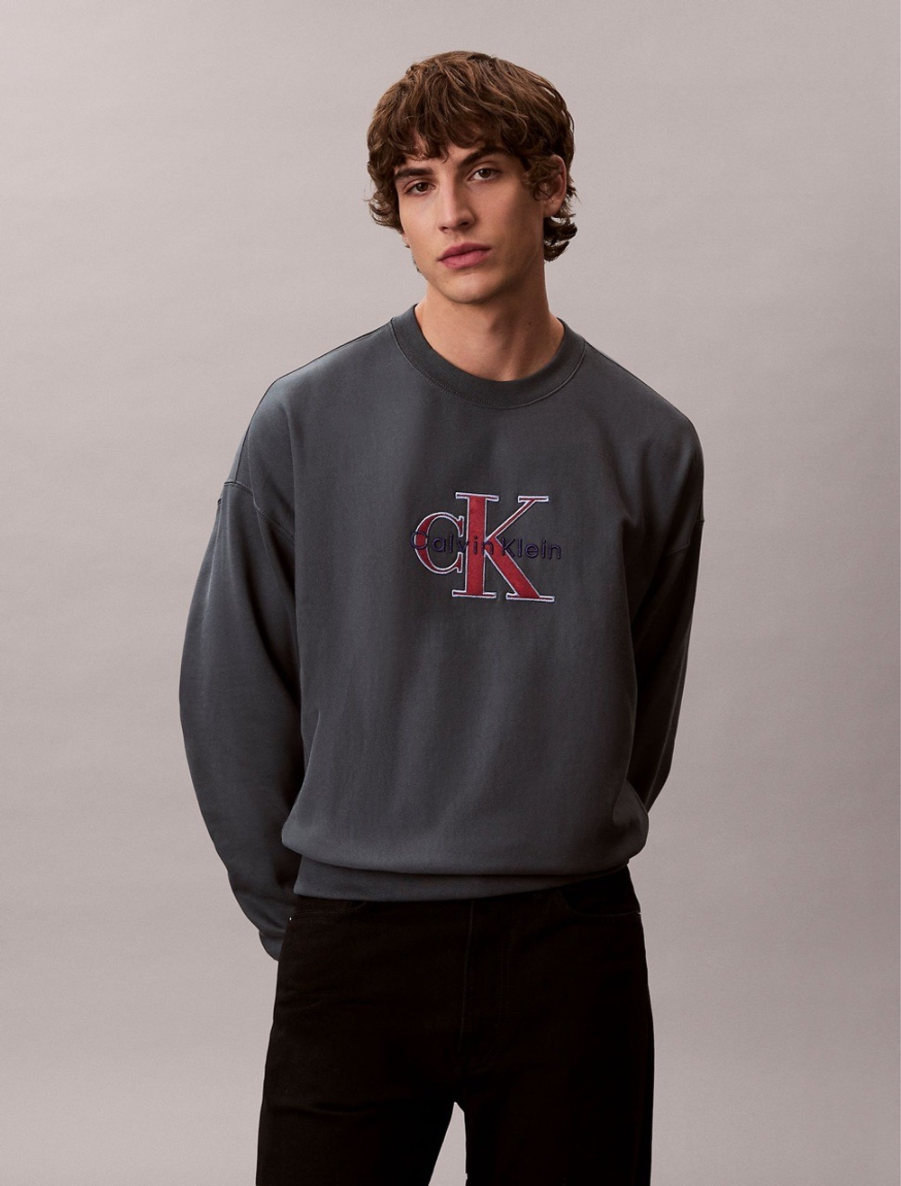 Свитшот Calvin Klein Premium Terry Monologo Relaxed Harlem Night Blue
