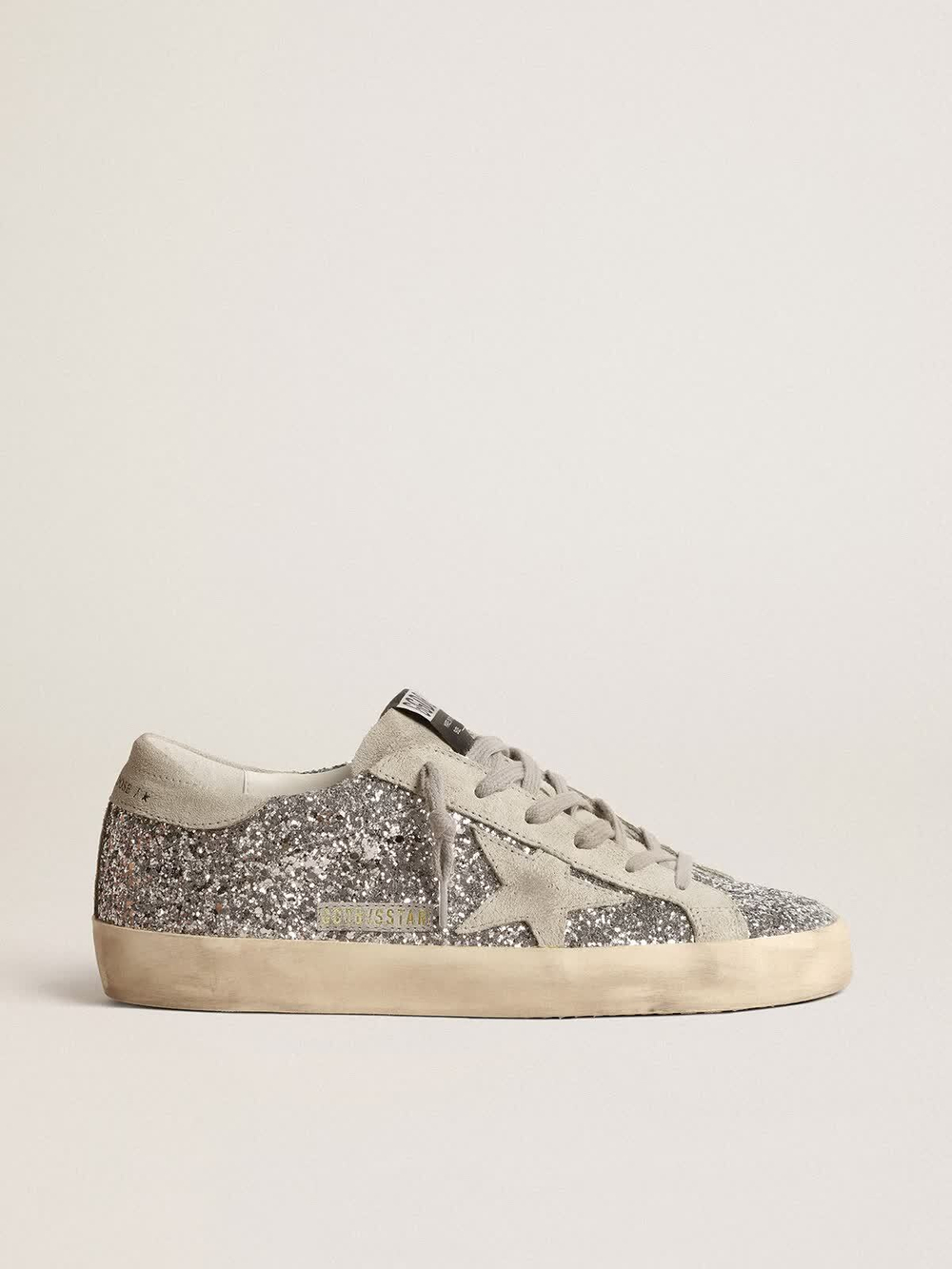 Super Star in silver glitter with ice-gray suede star