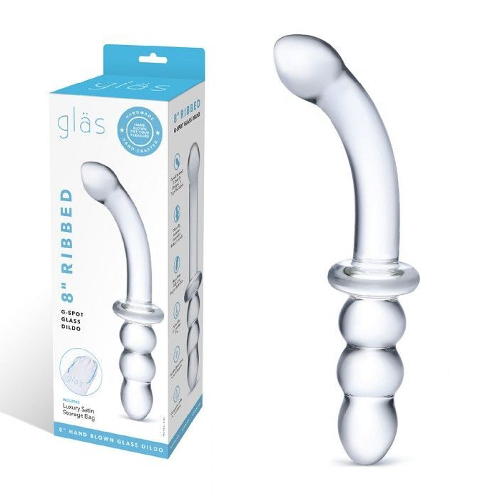 Прозрачный ребристый двусторонний стимулятор Ribbed G-Spot - 30 см.