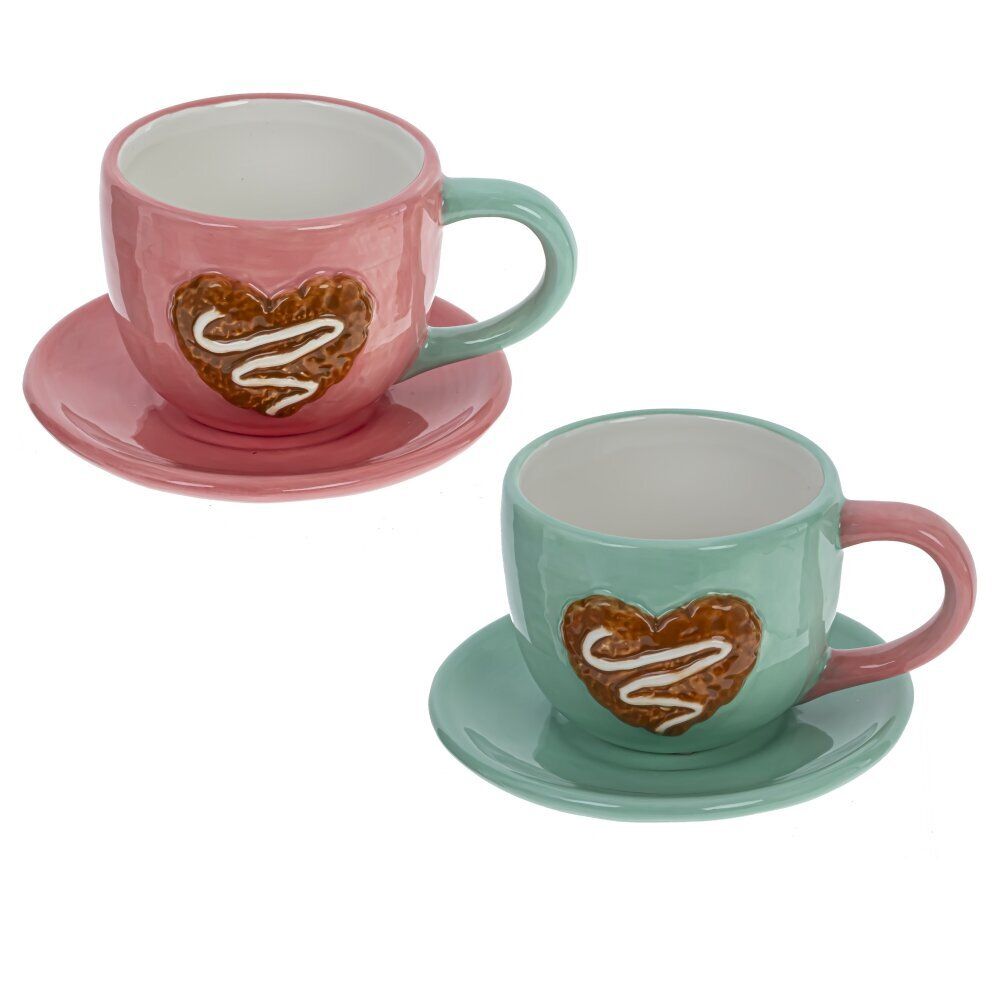 GAEM Чашка с блюдцем "Пряничное сердце", 250 мл, L14 W12,5 H7,5 см, 2в.