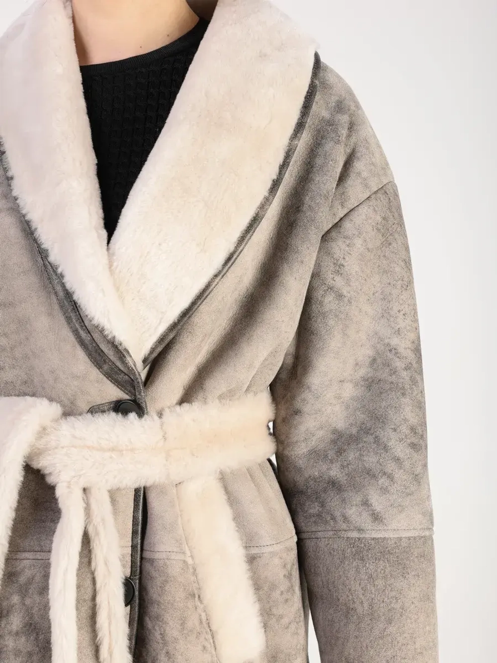 Дубленка зимняя натуральная длинная оверсайз