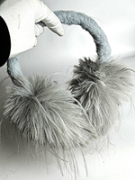 Меховые наушники. "Мех-страус". Тенденция 2025. Теплые уютные  Цвет серый