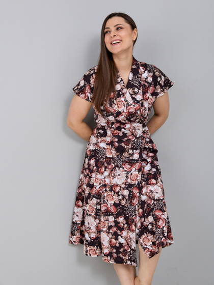 Халат Х-044/коричневыйроза-пион