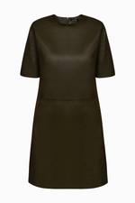 Зелёное кожаное платье