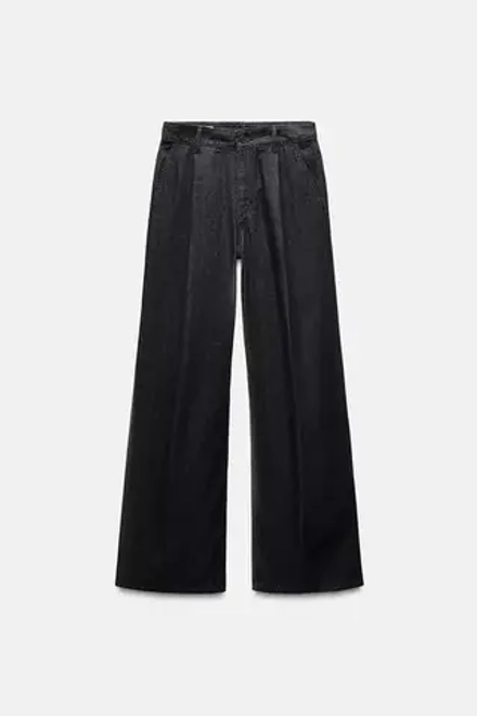ZARA ДЖИНСЫ TRF С ЗАЩИПАМИ, ТЕМНЫЙ ИНДИГО