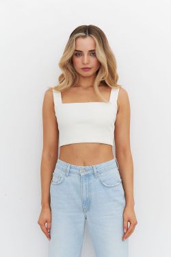 Кроп топ кремовый