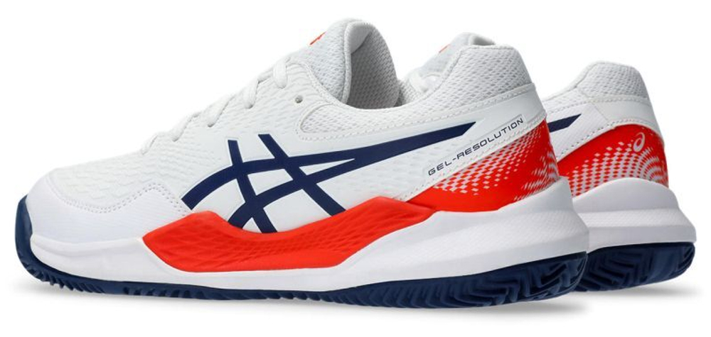 детские Кроссовки теннисные Asics Gel-Resolution 9 GS Clay - white/blue expanse