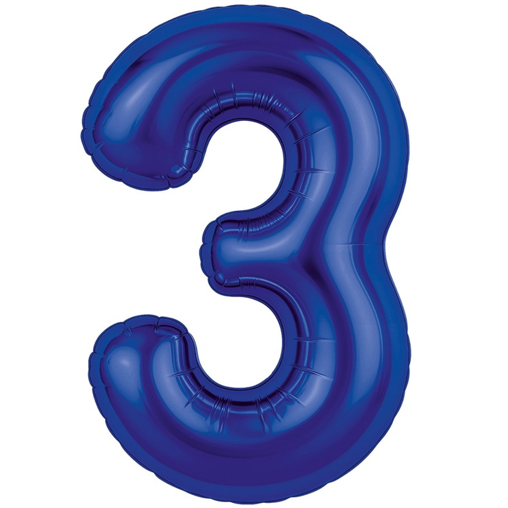 Шар фольгированный Цифра 3 101 см (Синий)