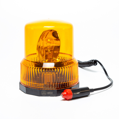 Маяк проблесковый 12 В (лампа P21W), желтый, крепление на магните, соединение в прикуриватель, H=140мм D=120мм