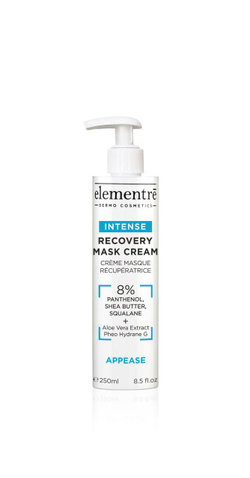 Восстанавливающая крем-маска - 8% PANTHENOL, SHEA BUTTER & SQUALANE RECOVERY MASK CREAM 250 ml от Elementrè Dermo Cosmetics, Швейцария, после пилингов и аппаратных процедур, для чувствительной, сухой и обезвоженной кожи, в программах восстановления и реабилитации кожи,  для anti-age ухода, для профессионального использования в кабинете косметолога
