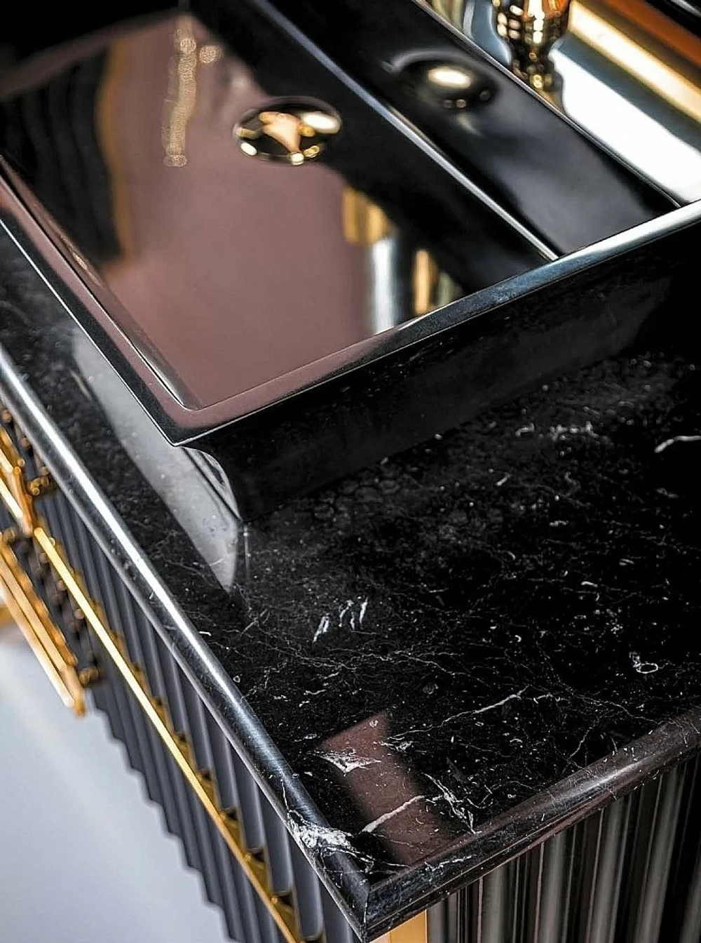 Тумба с раковиной Armadi Art Monaco 100 со столешницей черный с золотом