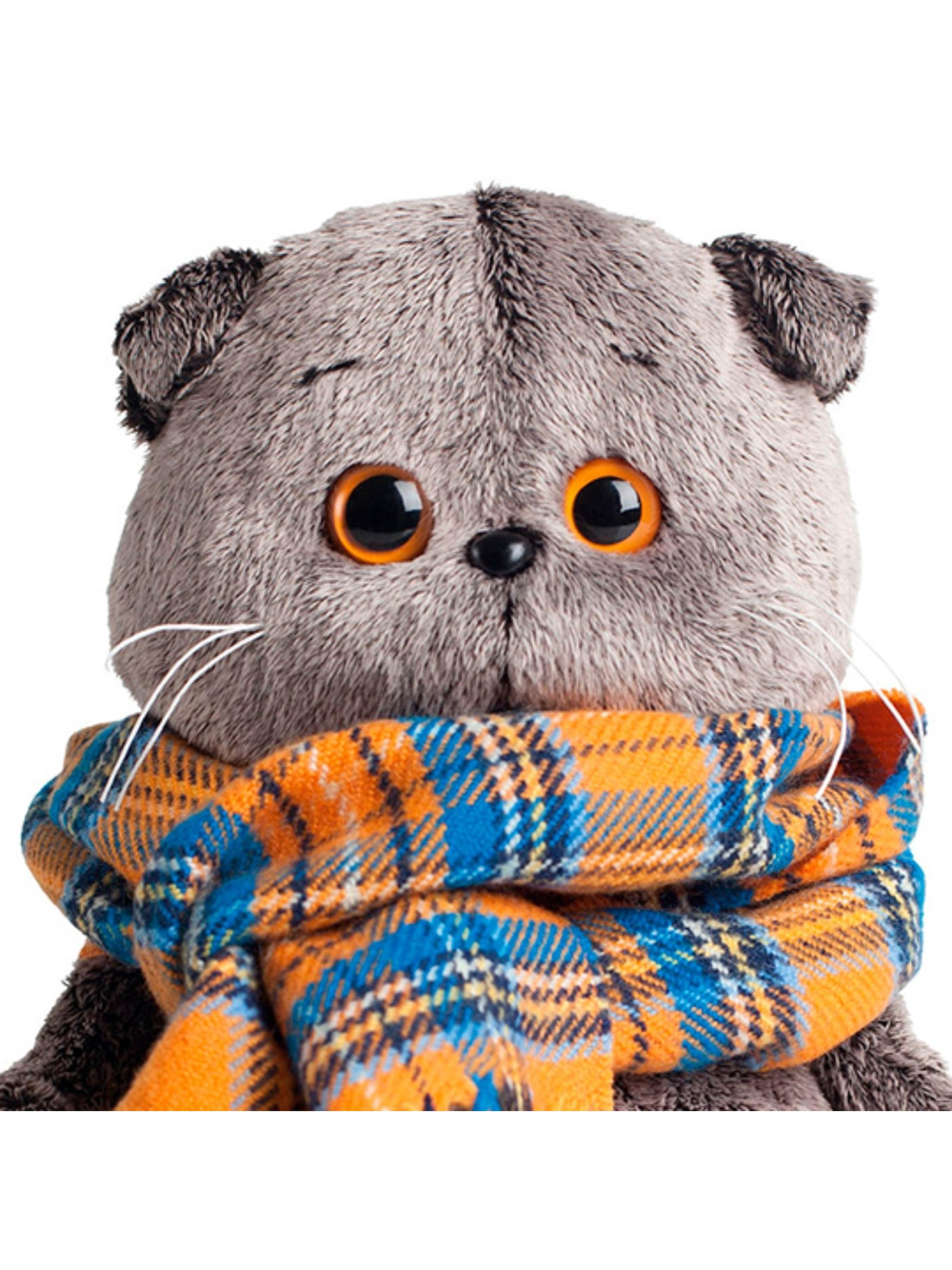 Мягкая игрушка Басик и шарф в клеточку 19 см Ksm19-002