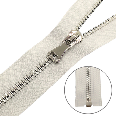 Молния металл Т5, L 75 см, белый/никель