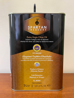 Оливковое масло греческое SPARTAN TREASURE P.G.I. Lakonia Extra Virgin, 3 литра, Греция