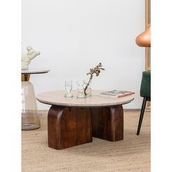 Столик кофейный Torhill, Ø80 см, бежевый/орех