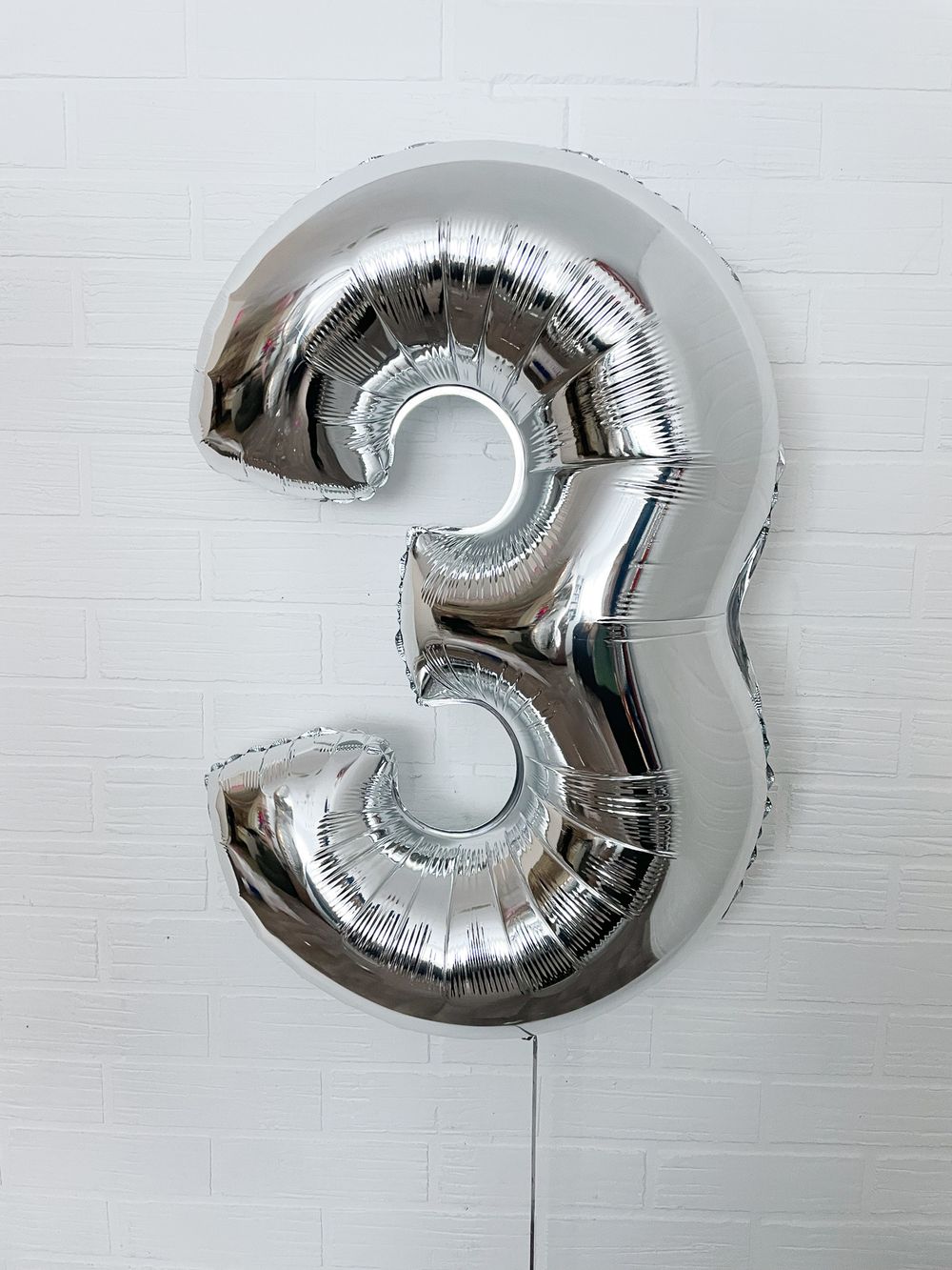 FM Шар 40" / 102 см "Цифра 3" Серебро (БГ-60)  Изображение6