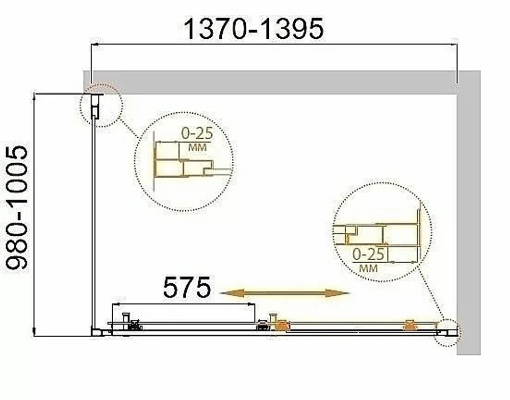 Душевой уголок Cezares Molveno 140x100 MOLVENO-AH-11-140/100-C-Cr-IV стекло прозрачное/профиль хром