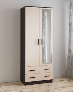 Шкаф с зеркалом Лагуна 80 см, венге/дуб молочный