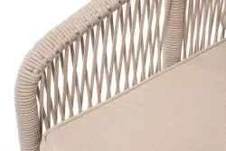 "Канны" кресло плетеное из роупа, каркас алюминий белый, муар, роуп бежевый круглый, ткань бежевая 035