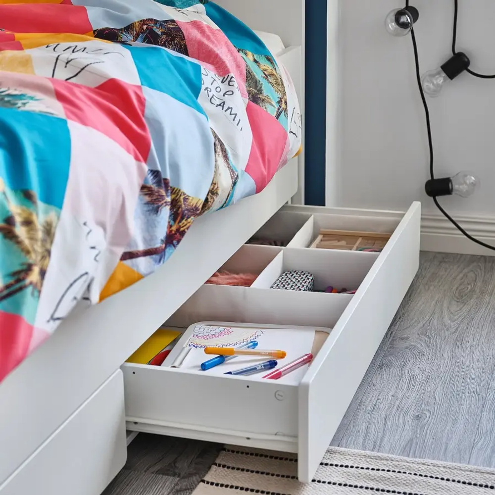 Кровать одноярусная - IKEA SLÄKT/LURÖY/ SLАKT/LURОY/СЛЭКТ/ЛУРОЙ ИКЕА  , 90x200 см, белый