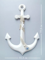 Декор на стену для интерьера "Якорь с канатом" 77 см