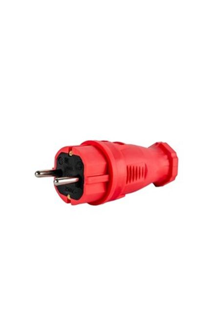 Вилка прямая DYNEL с/з каучук 2P+PE 230V 16А IP44 Красная (1/30)