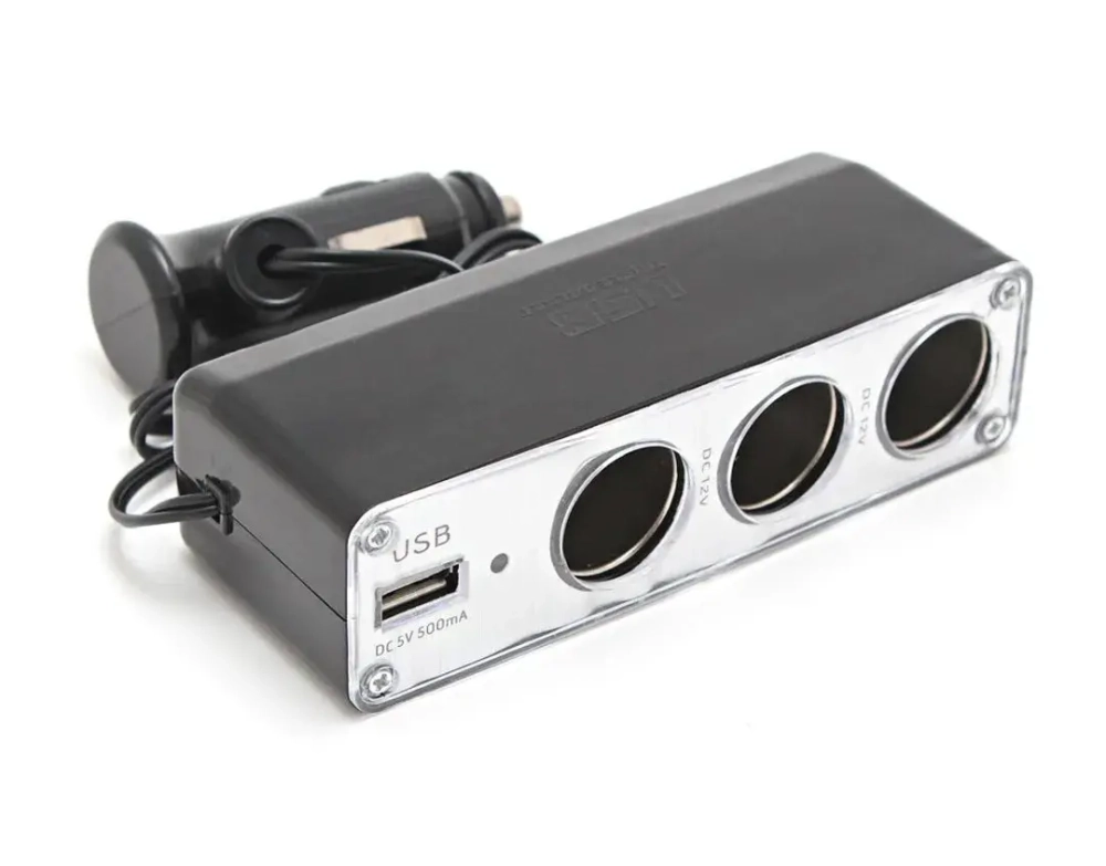 Разветвитель прикуривателя KSU-206 (3 гнезда, 1 USB 0.5А) KING KSU-206