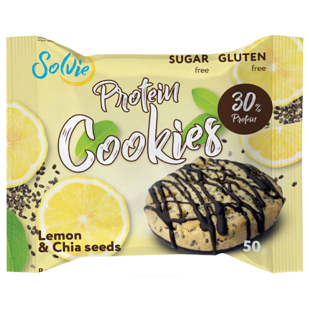 Solvie 30% Протеиновое печенье с декором в шоколадной глазури (50 гр.)
