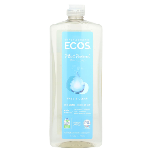 Earth Friendly Products, ECOS®, мыло для посуды на растительной основе, бесцветное и прозрачное, 739 мл (25 жидк. унц.)