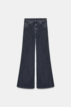 ZARA ДЖИНСЫ FLARE В ПОЛОСКУ С ВЫСОКОЙ ПОСАДКОЙ — ZW COLLECTION, МОРСКОЙ СИНИЙ