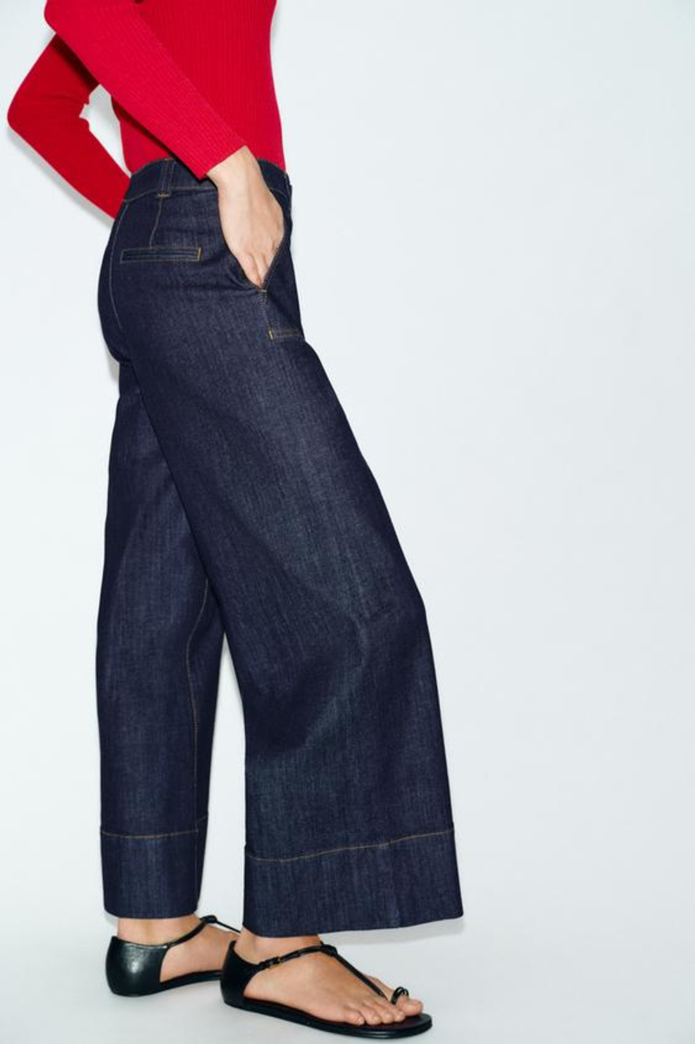 ZARA ДЖИНСЫ-КЮЛОТЫ Z1975 СО СРЕДНЕЙ ПОСАДКОЙ, СИНИЙ