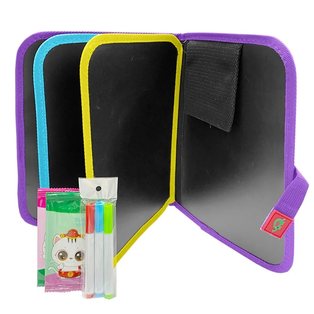 Папка для рисования со стирающимися фломастерами А4, 6 поверхностей на молнии, 3 маркера и 2 салфетки в комплекте, для девочки