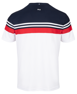 Мужская теннисная футболка Fila T-Shirt Malte - white/fila red/navy