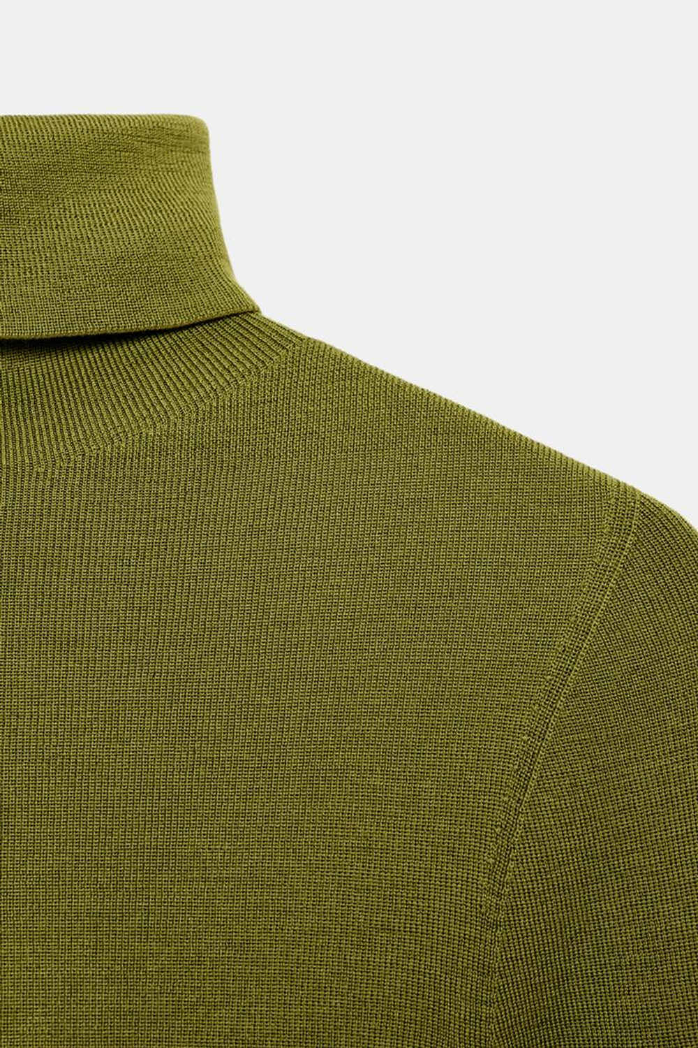 ZARA ТОНКИЙ СВИТЕР ИЗ 100% ШЕРСТИ, ЗЕЛЕНЫЙ