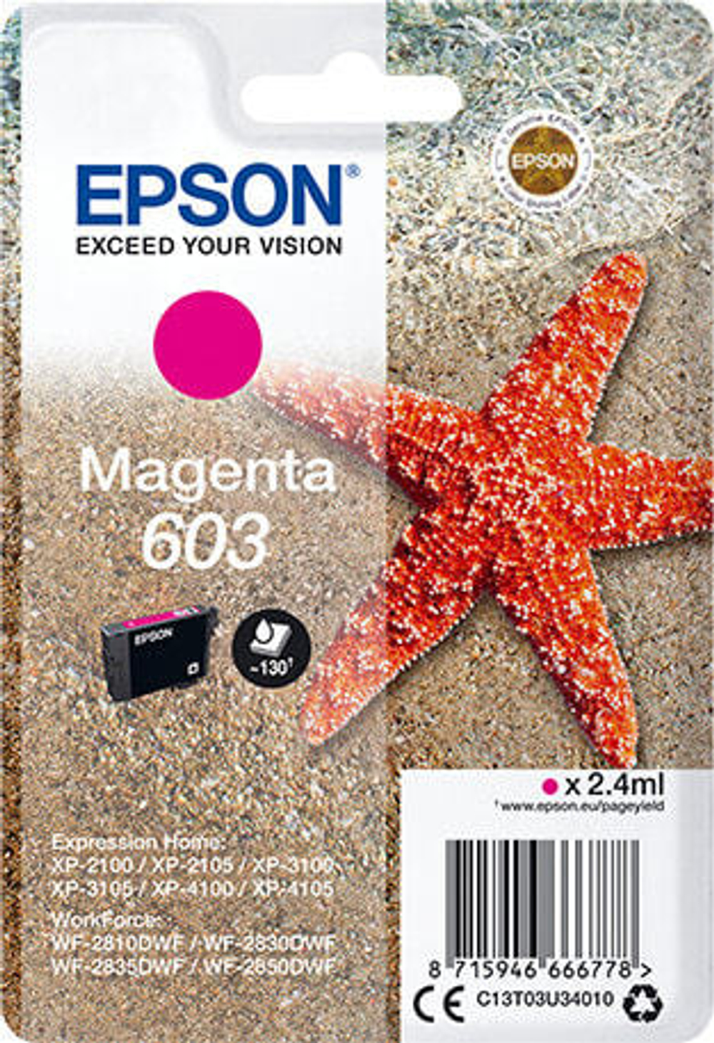 Картридж струйный пурпурный 1 шт Epson C13T03U34020