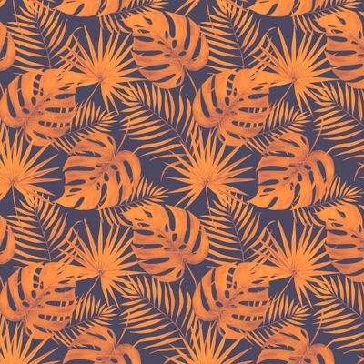 оранжевые тропические листья на темном фоне