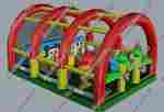 Коммерческий надувной батут "Зверята с крышей" 10*6*6 м
