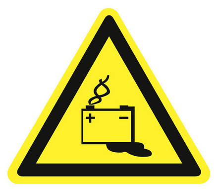 Знак на плёнке W-20 "Осторожно. Аккумуляторные батареи"