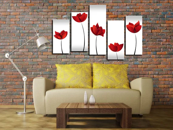 Модульная картина "Алые лепестки мака"