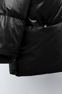 ZARA ПУХОВИК ИЗ ПЕРА И ПУХА WATER REPELLENT И WIND RESISTANT, ЧЕРНЫЙ