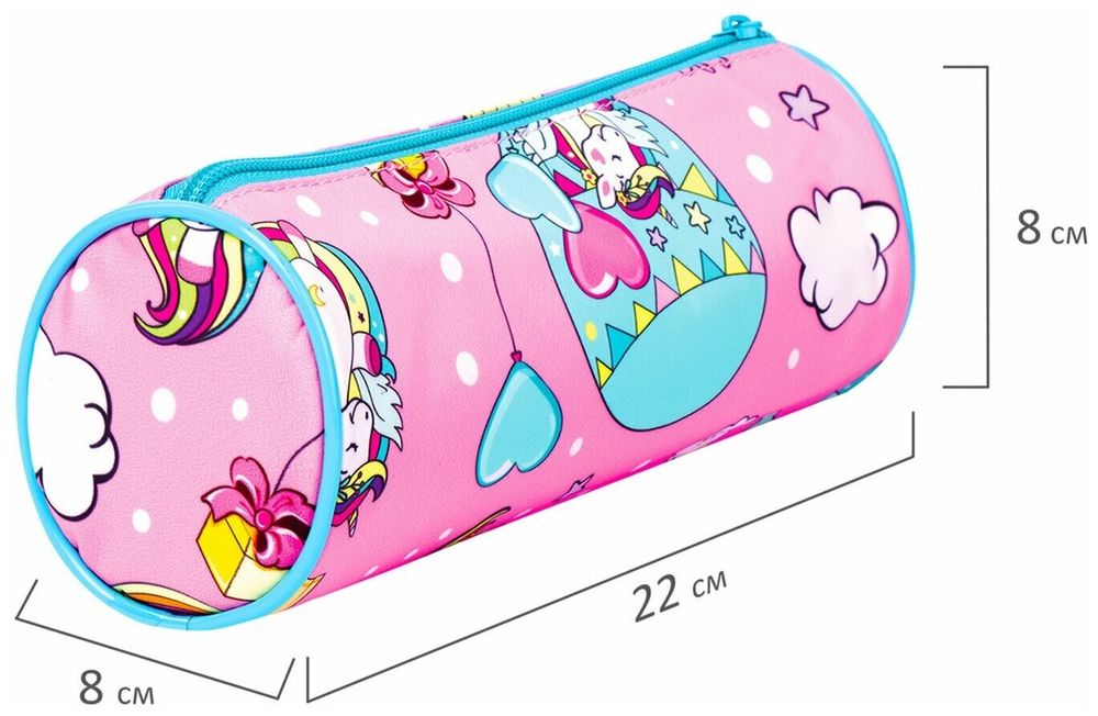 Пенал-тубус BRAUBERG, с эффектом Soft Touch, мягкий, "Unicorn", 22х8 см, 229011