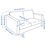 Диван 2-местный - IKEA VIMLE, 171х98х83 см, белый, ВИМЛЕ ИКЕА