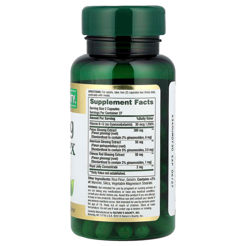 Nature's Bounty, комплекс с женьшенем, 75 капсул