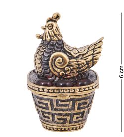 Народные промыслы AM-4192 Шкатулка «Курочка Фен-шуй» (латунь, янтарь)