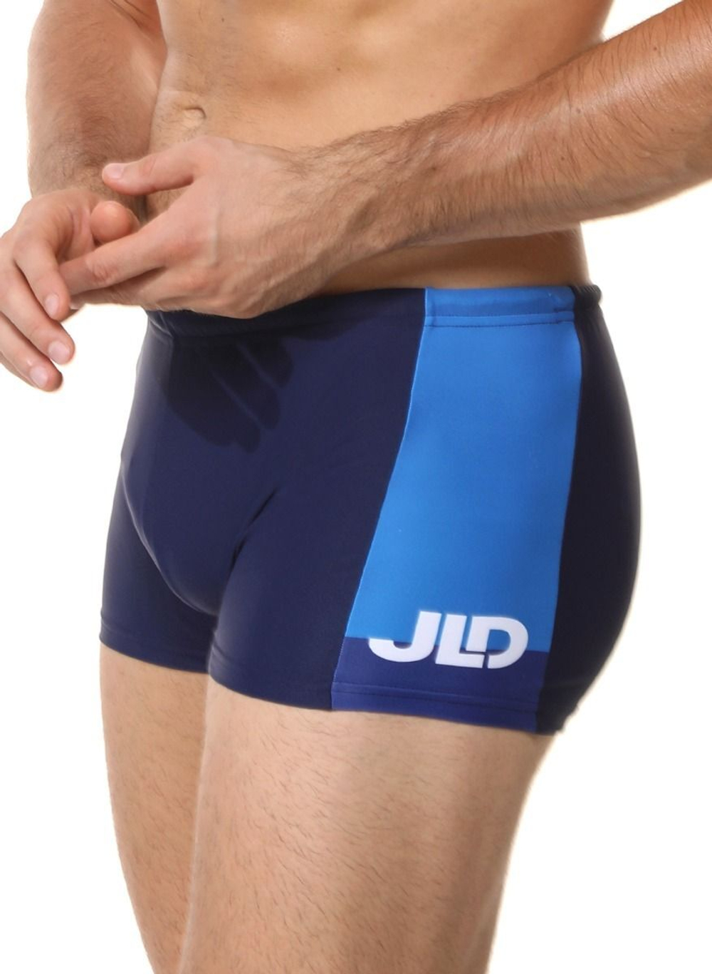 Мужские плавки-боксеры с контрастной брендированной вставкой (Размер: L) (Цвет: голубой)