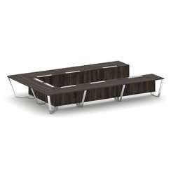 Steel Meet Стол переговорный П-образный MDK-PR.B.SP-15P Дуб Мали/Нержавеющая Сталь/Хром 4800*3200*75