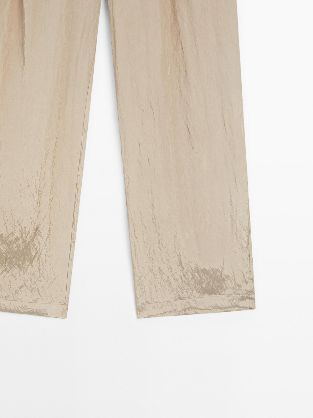 Massimo Dutti Брюки из атласа с рельефным узором, бежевый